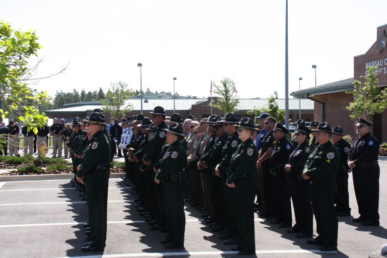 Officers attend a 2018 memorial