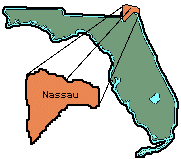 nassau county highlighted on a map of Florrida
